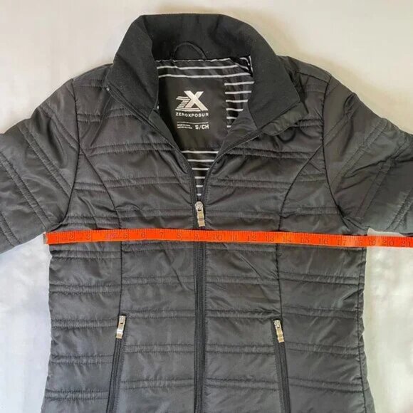 ZeroXposur Black Puffer Jacket Quilted Funnel Neck Flannel Lined Size S - Picture 8 of 13
